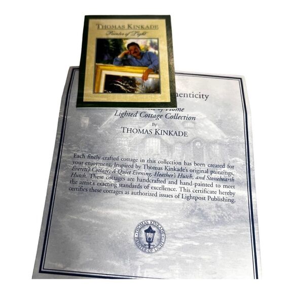 NIB THOMAS KINKADE MEMORIES OF HOME LIGHTED COTTAGE  "STONEHEARTH HUTCH" LIGHTED - Picture 8 of 14